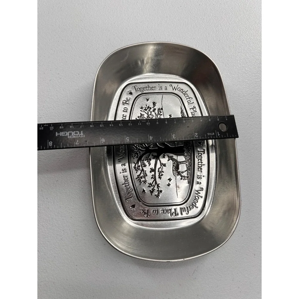 Decorative Pewter Tray With Engraved Tree & Animal Scene‎ By DDI Organizer 10